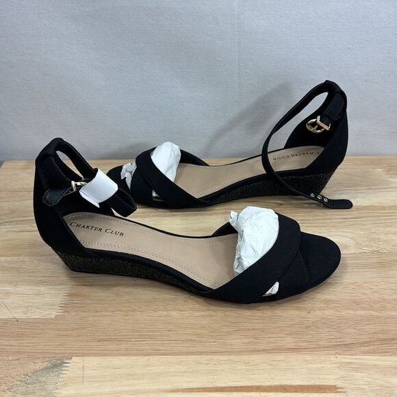 Charter Club Gippi Black Wedge Sandals size 10 M - Picture 6 of 9